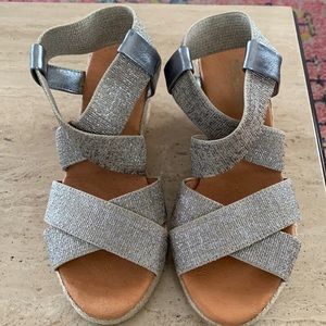 Sesto silver and natural elastic wedged espadrilles